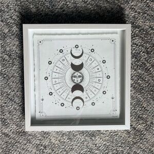 Silver Celestial Moon and Stars Hanging Glass Display Wall Art NEW 12X12